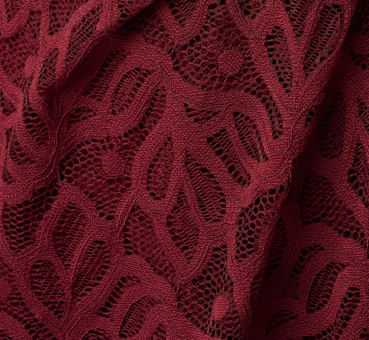 Lantern Sleeve Stretch Lace Blouson Short Dress - Burgundy | Adrianna Papell