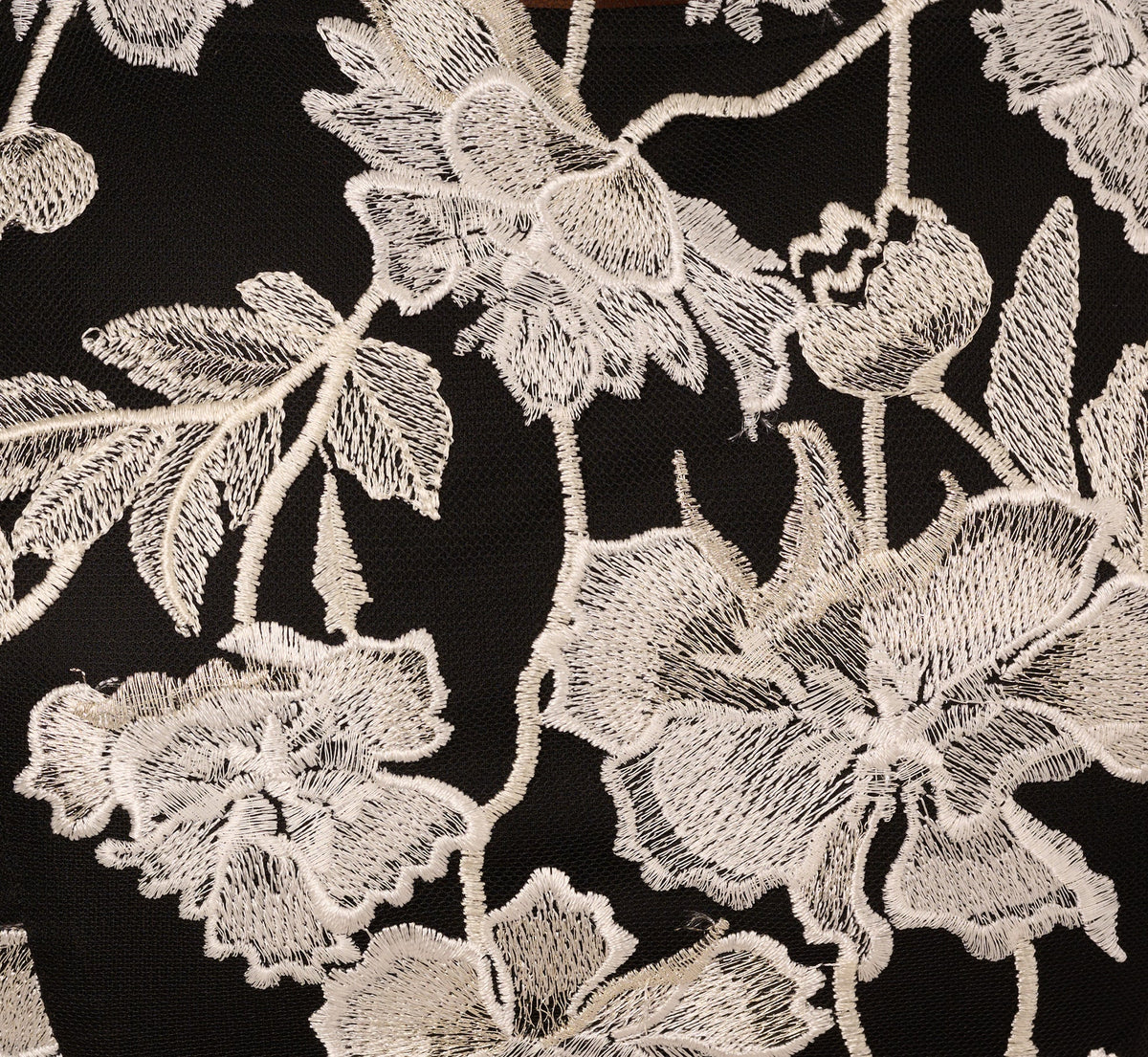 Sleeveless Illusion Floral Embroidery Sheath Dress - Black Ivory | Adrianna Papell