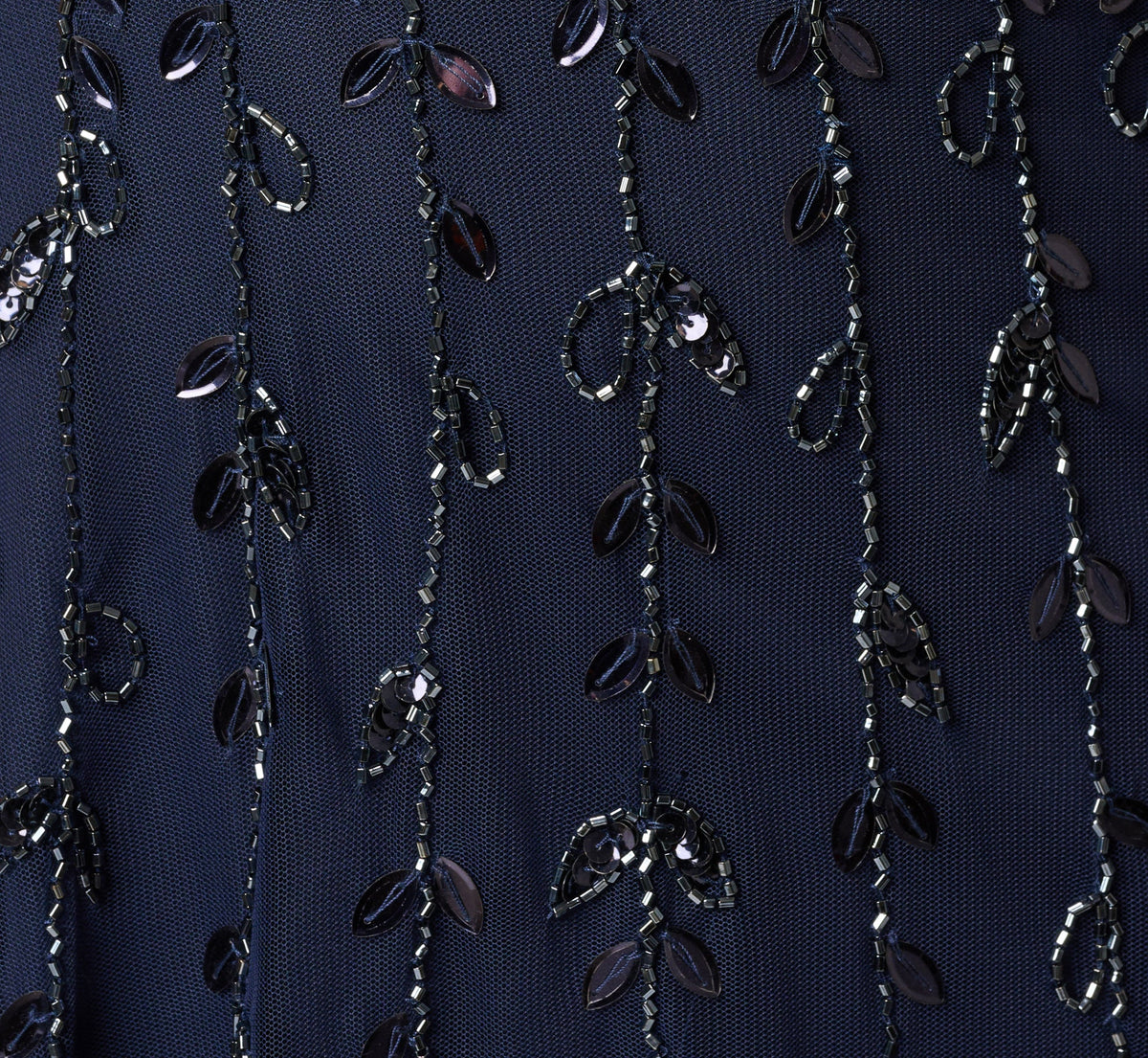 Short Sleeve 3D Beaded Vine Gown - Navy | Adrianna Papell