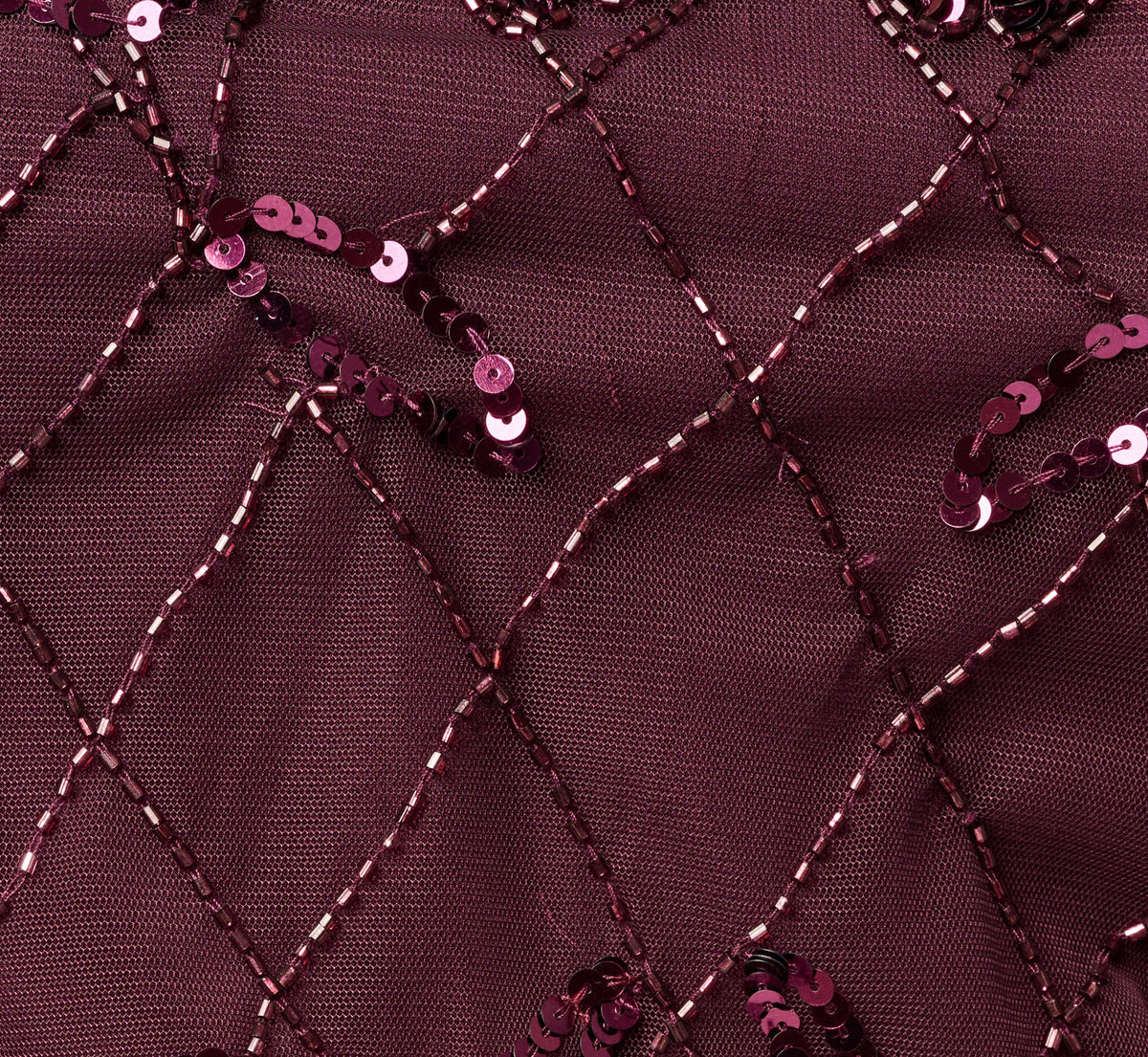 Plus Size Short Sleeve Lattice Floral Beaded Blouson Gown - Night Plum | Adrianna Papell