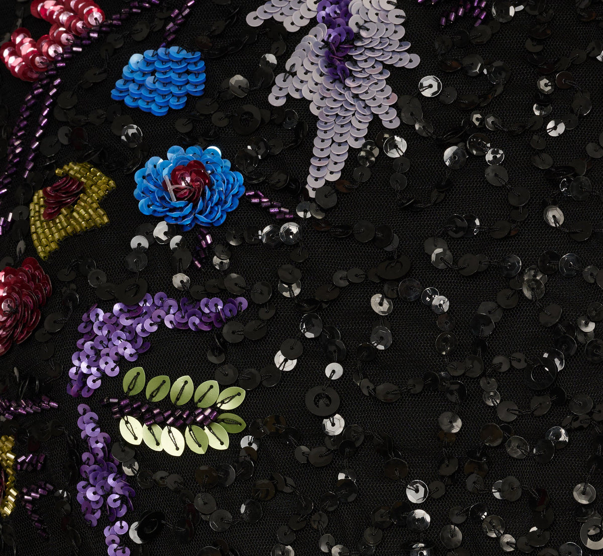 Bishop Sleeve Floral Sequin Bead Gown - Black Multi | Adrianna Papell