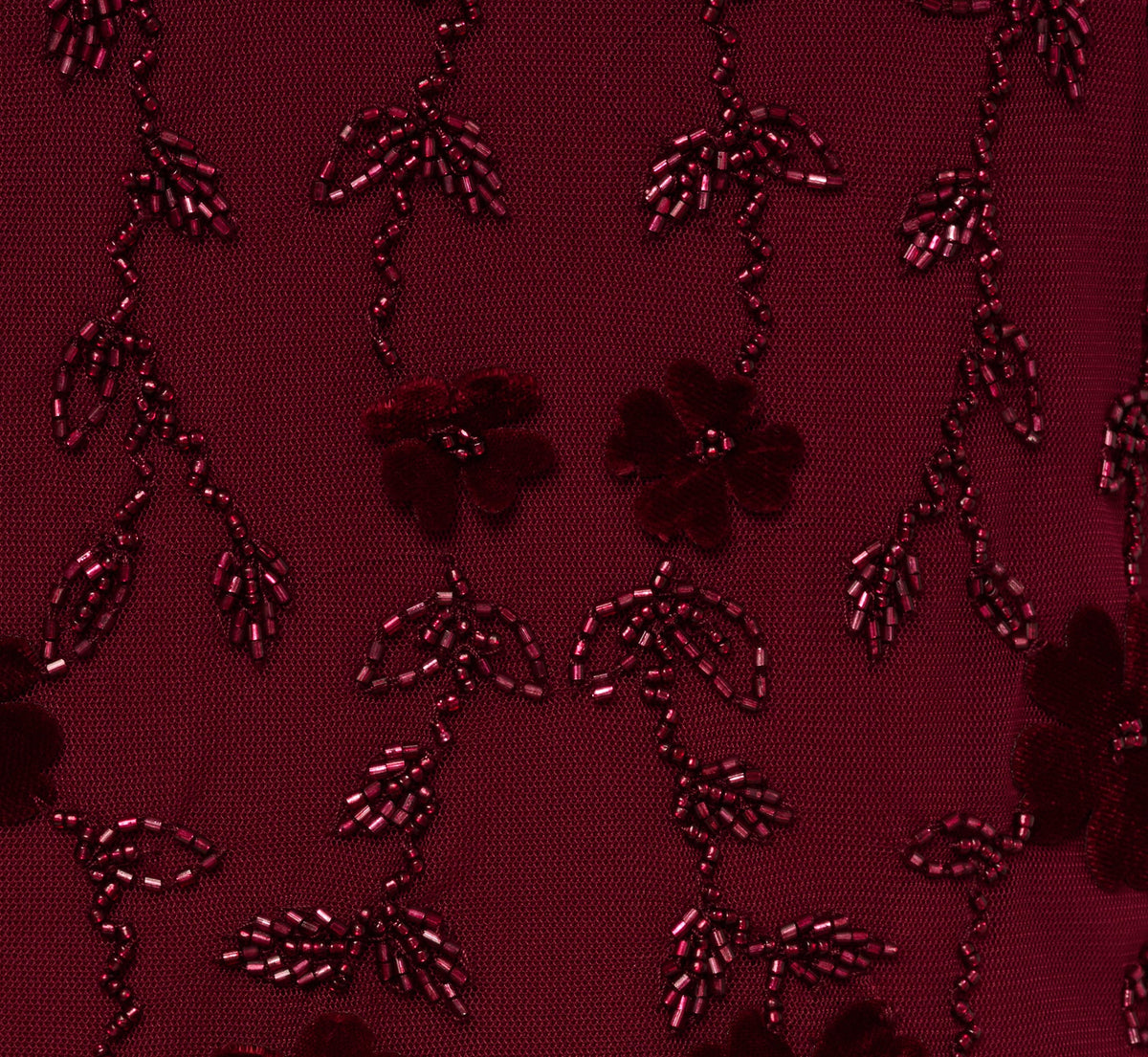 Plus Size Three Quarter Sleeve Velvet Floral Bead Sheath Dress - Mahogany | Adrianna Papell