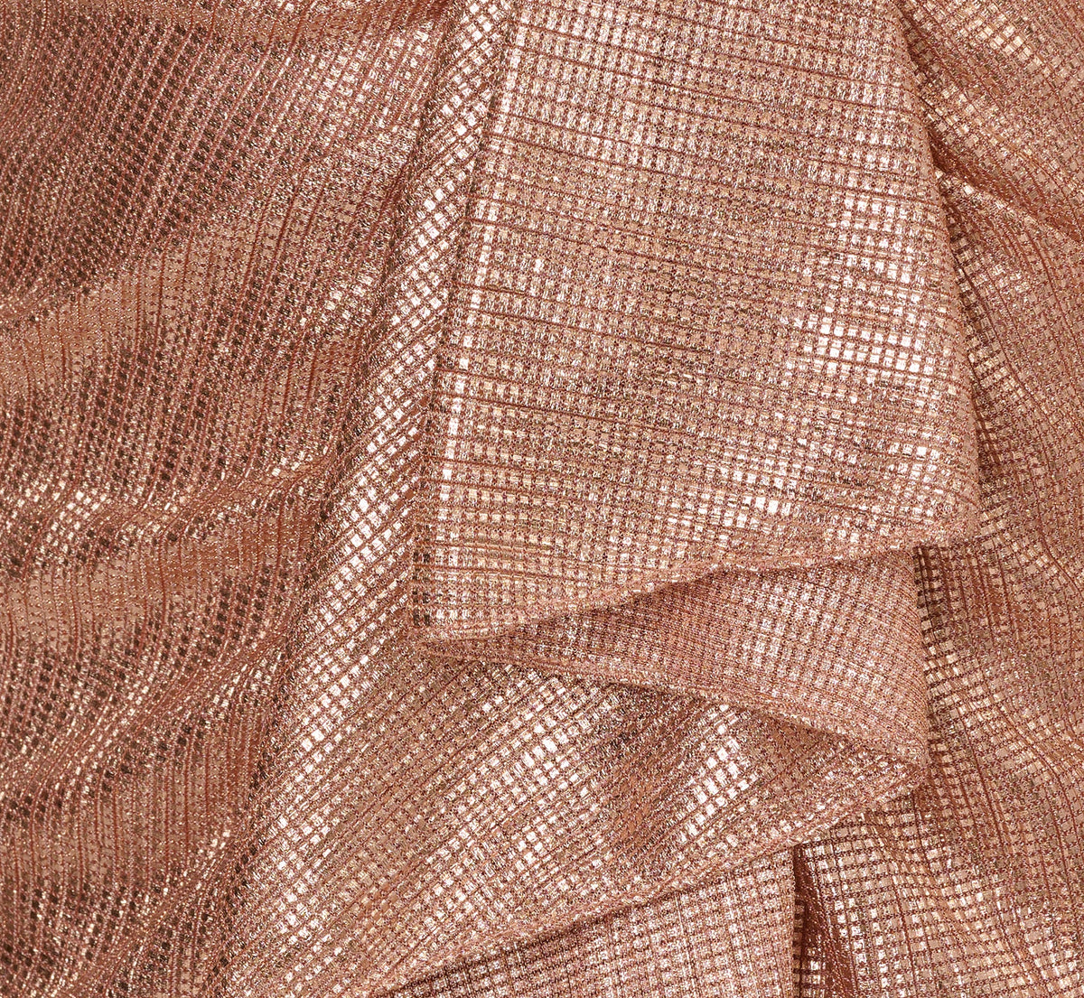 Draped Metallic Foil Long Dress - Rose Gold | Adrianna Papell