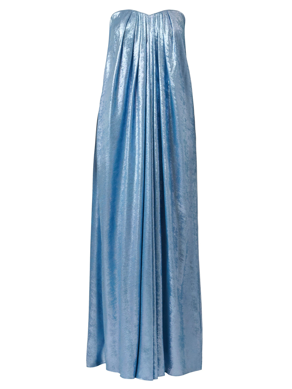 Strapless Foil Chiffon Trapeze Gown - Azure Blue | Adrianna Papell