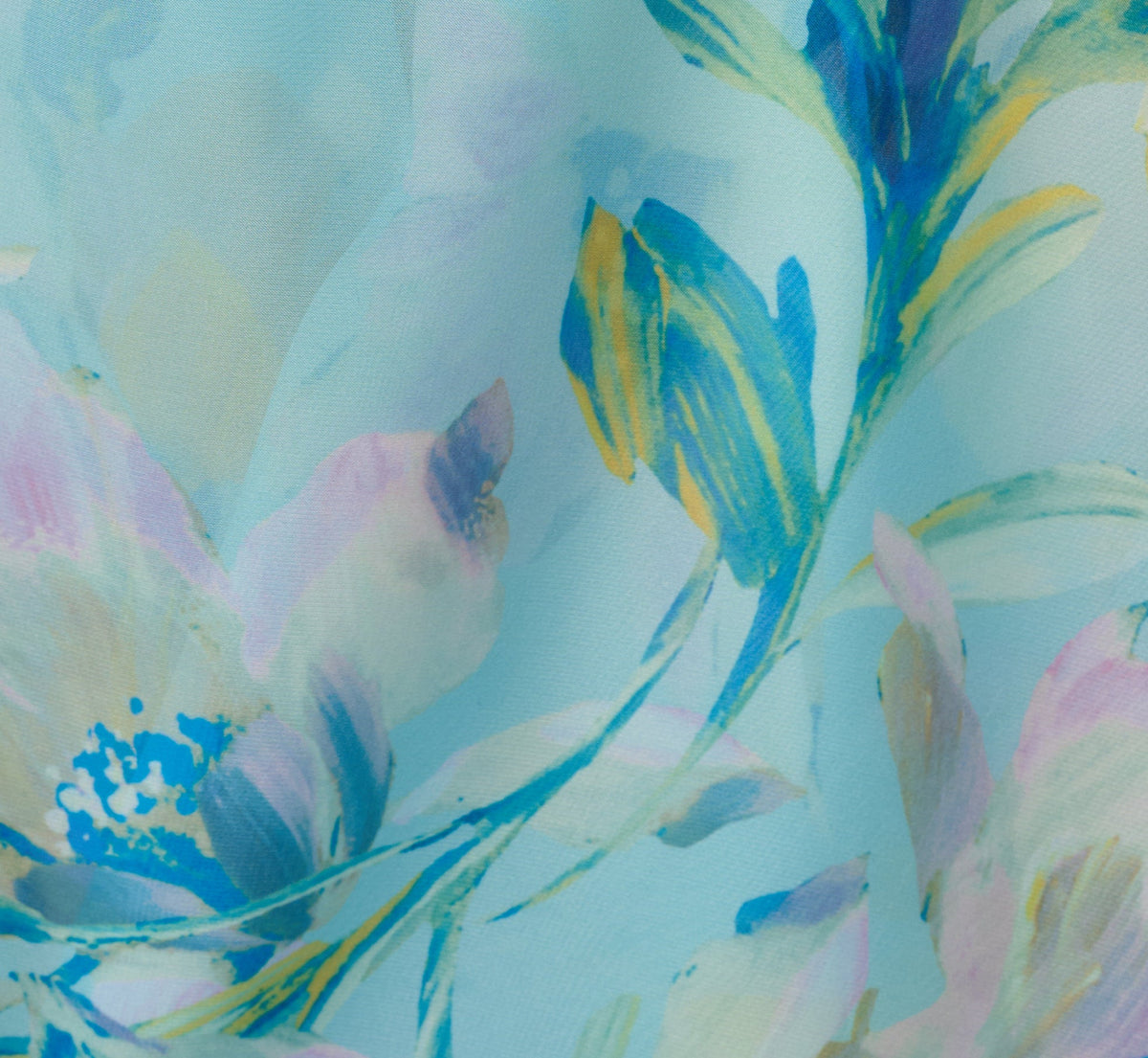 Off Shoulder Floral Organza High Low Midi Dress - Blue Multi | Adrianna Papell