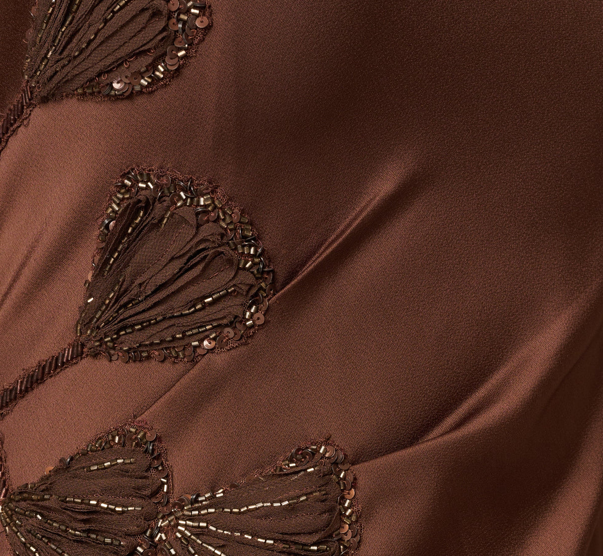 Satin Beaded Soutache Cowl Halter Gown - Espresso | Adrianna Papell