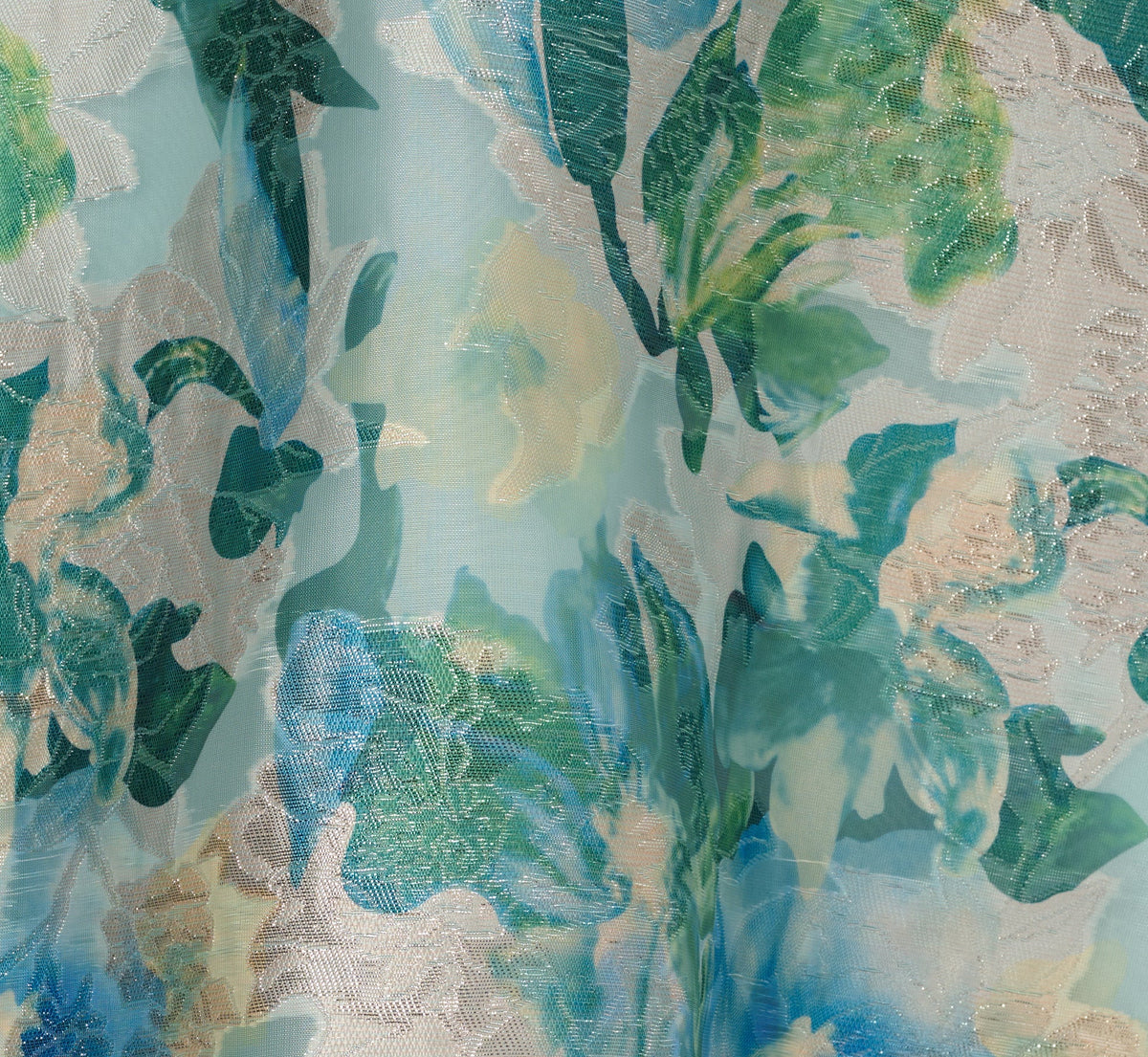 Metallic Floral Jacquard Midi Dress - Blue Multi | Adrianna Papell