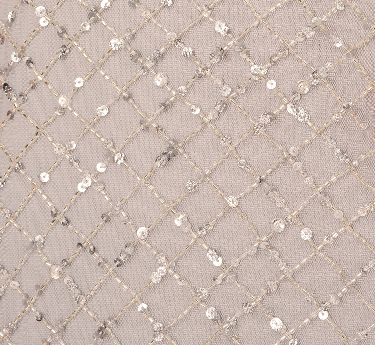 Short Sleeve Diamond Beaded Cowl Gown - Crystal Silver | Adrianna Papell