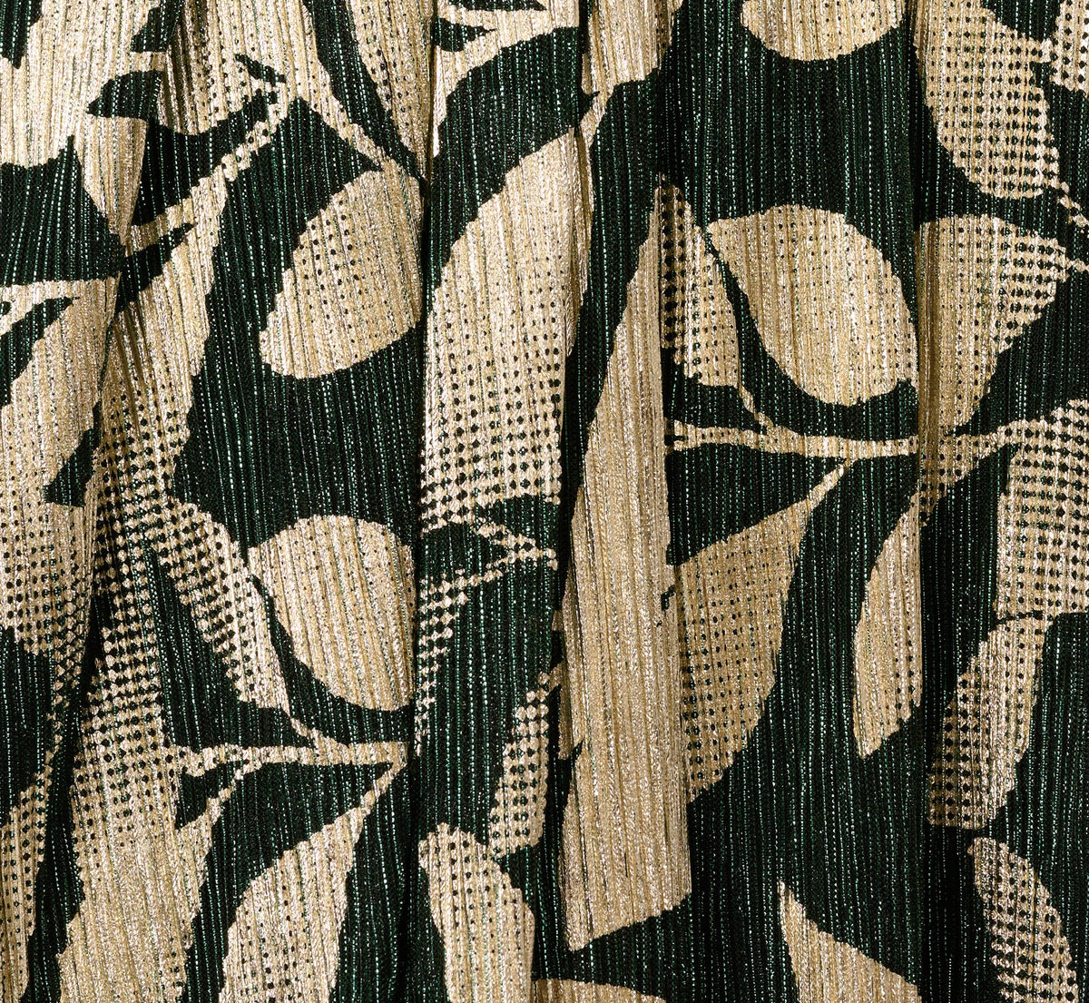 Foil Leaf Short Sleeve Gown With Draped Details - Green Pine Gold | Adrianna Papell
