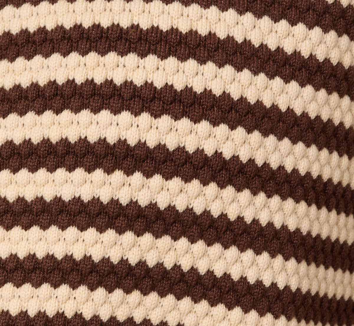 Crew Neck Button Front Striped Pointelle Cardigan Sweater - Cream Dark Brown | Adrianna Papell
