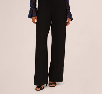 Long Sleeve Off Shoulder Metallic Combo Jumpsuit - Navy Black | Adrianna Papell