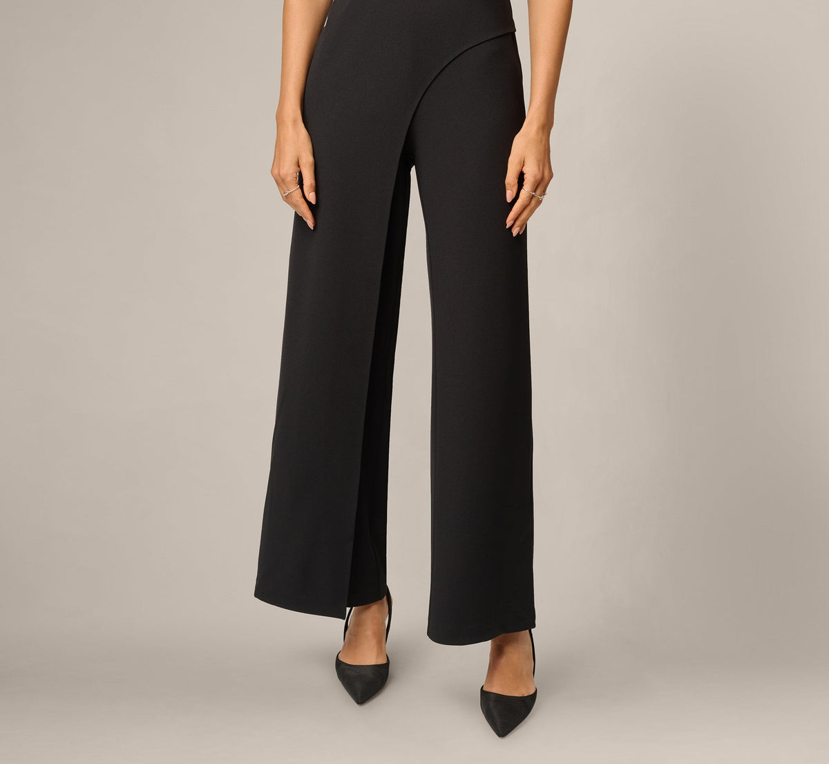 Cap Sleeve Bow Waist Lace Combo Jumpsuit - Black Nude | Adrianna Papell