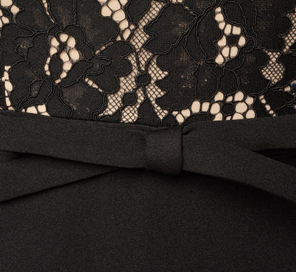 Cap Sleeve Bow Waist Lace Combo Jumpsuit - Black Nude | Adrianna Papell