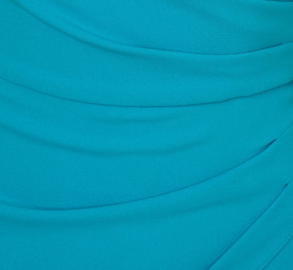 Short Sleeve Asymmetrical Wide Leg Crepe Jumpsuit - Bel Air Blue | Adrianna Papell