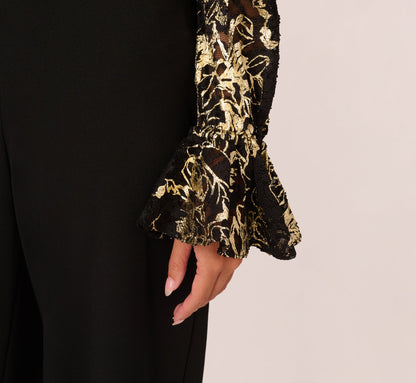 Lace And Crepe Jumpsuit - Black Gold | Adrianna Papell