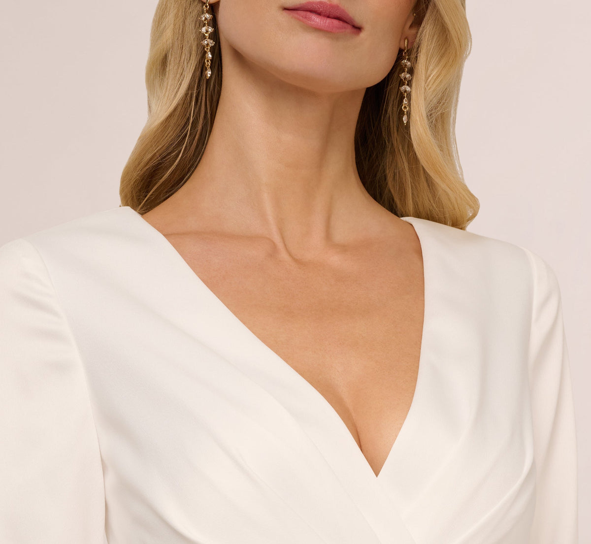 Three Quarter Sleeve Draped Combo Jumpsuit - Ivory Black | Adrianna Papell