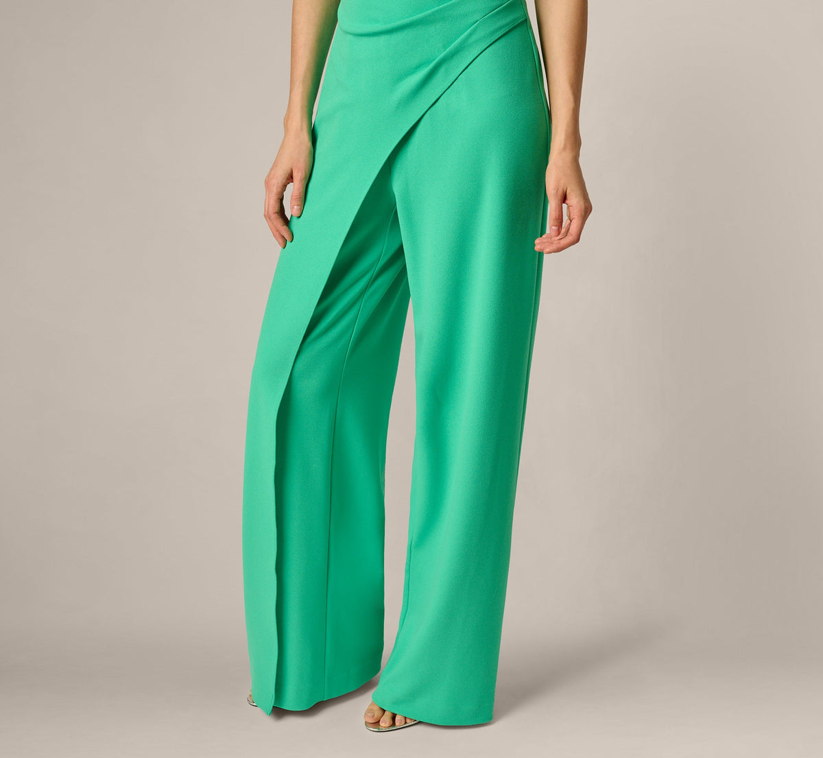 3D Floral Stretch Halter Jumpsuit - Flora Green | Adrianna Papell