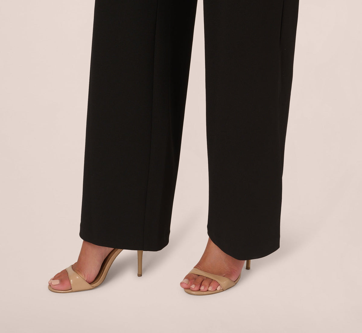 Knit Crepe Wide Leg Jumpsuit With Bell Sleeves - Black | Adrianna Papell