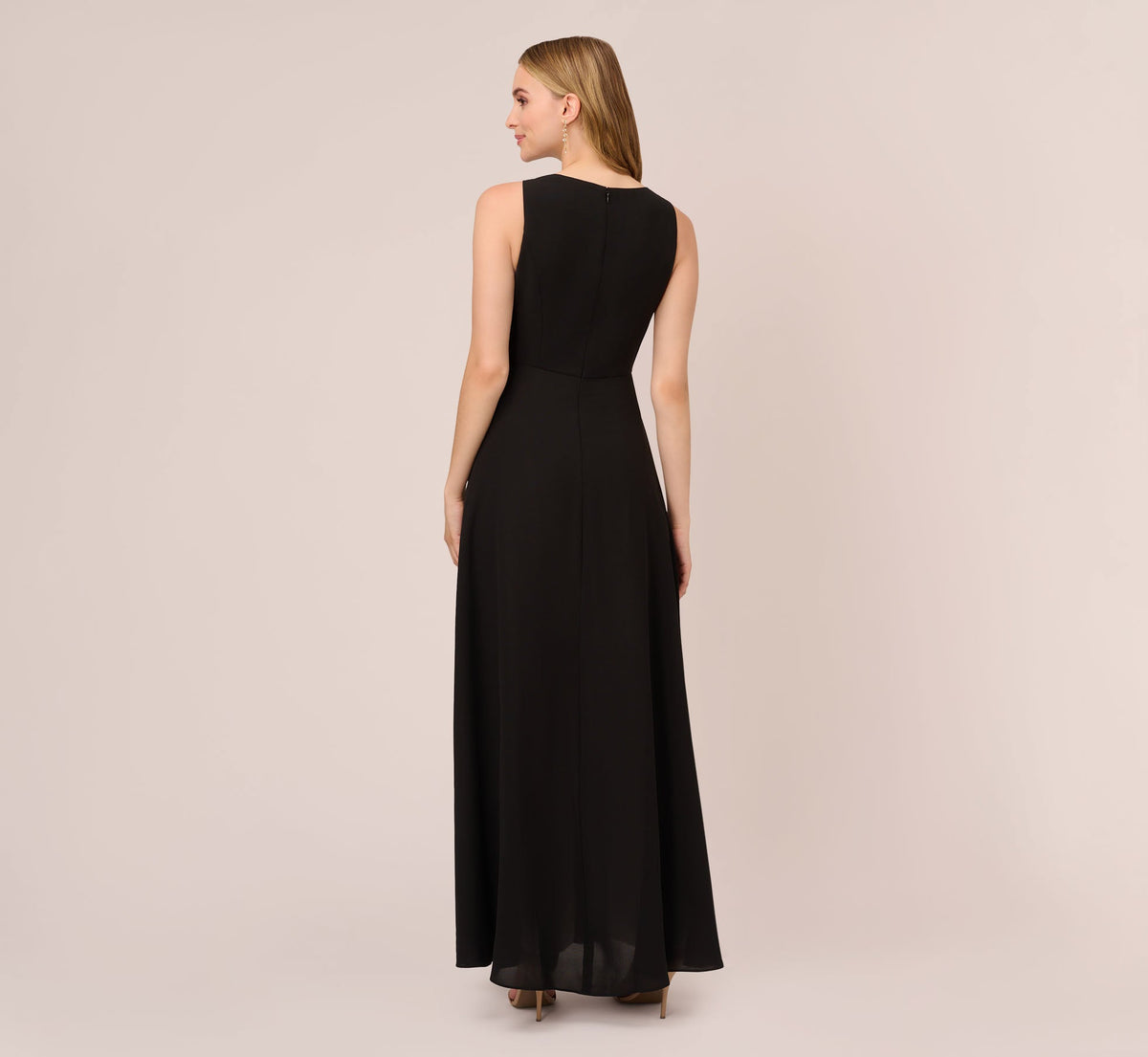 Colorblock Jumpsuit With Skirt Overlay - Black Ivory | Adrianna Papell