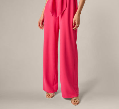 Off Shoulder Tie Front Stretch Jumpsuit - Camellia | Adrianna Papell