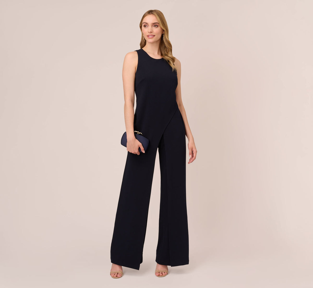 Sleeveless Asymmetrical Jumpsuit - Midnight | Adrianna Papell