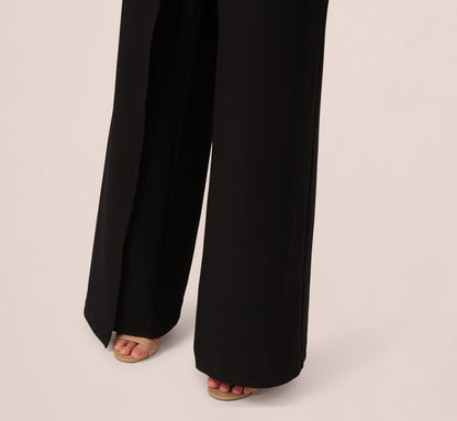 One Shoulder Bow Jumpsuit - Black | Adrianna Papell