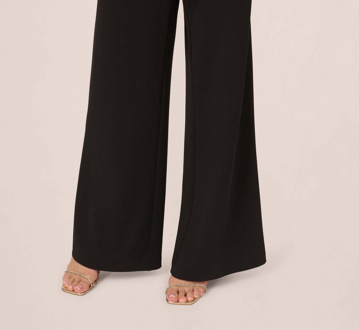 Colorblock Crepe Strapless Jumpsuit With Bow Accent - Black White | Adrianna Papell