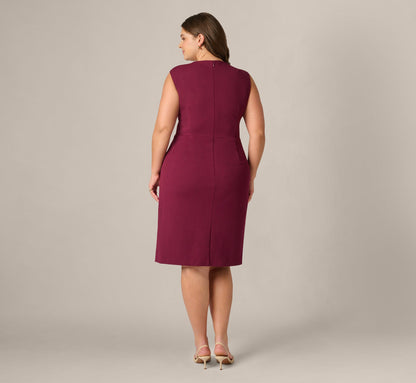 Plus Size Bow Accent Stretch Wrap Dress - Cabernet | Adrianna Papell