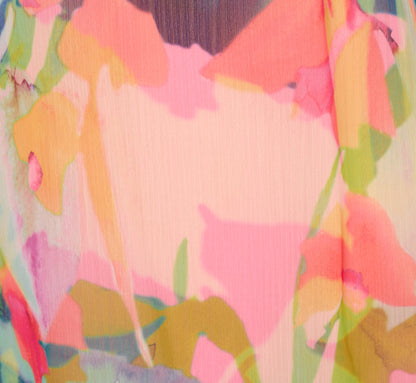 Plus Size Floral Ruffle Chiffon Halter Trapeze Dress - Pink Multi | Adrianna Papell