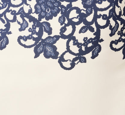 Plus Size Scroll Lace Midi Dress With Three Quarter Sleeves - Ivory Navy | Adrianna Papell