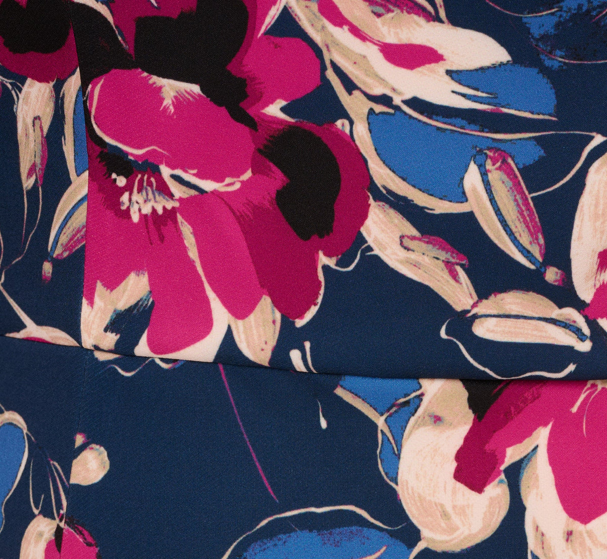 Plus Size Three Quarter Sleeve Floral Sheath Dress - Navy Pink Multi | Adrianna Papell