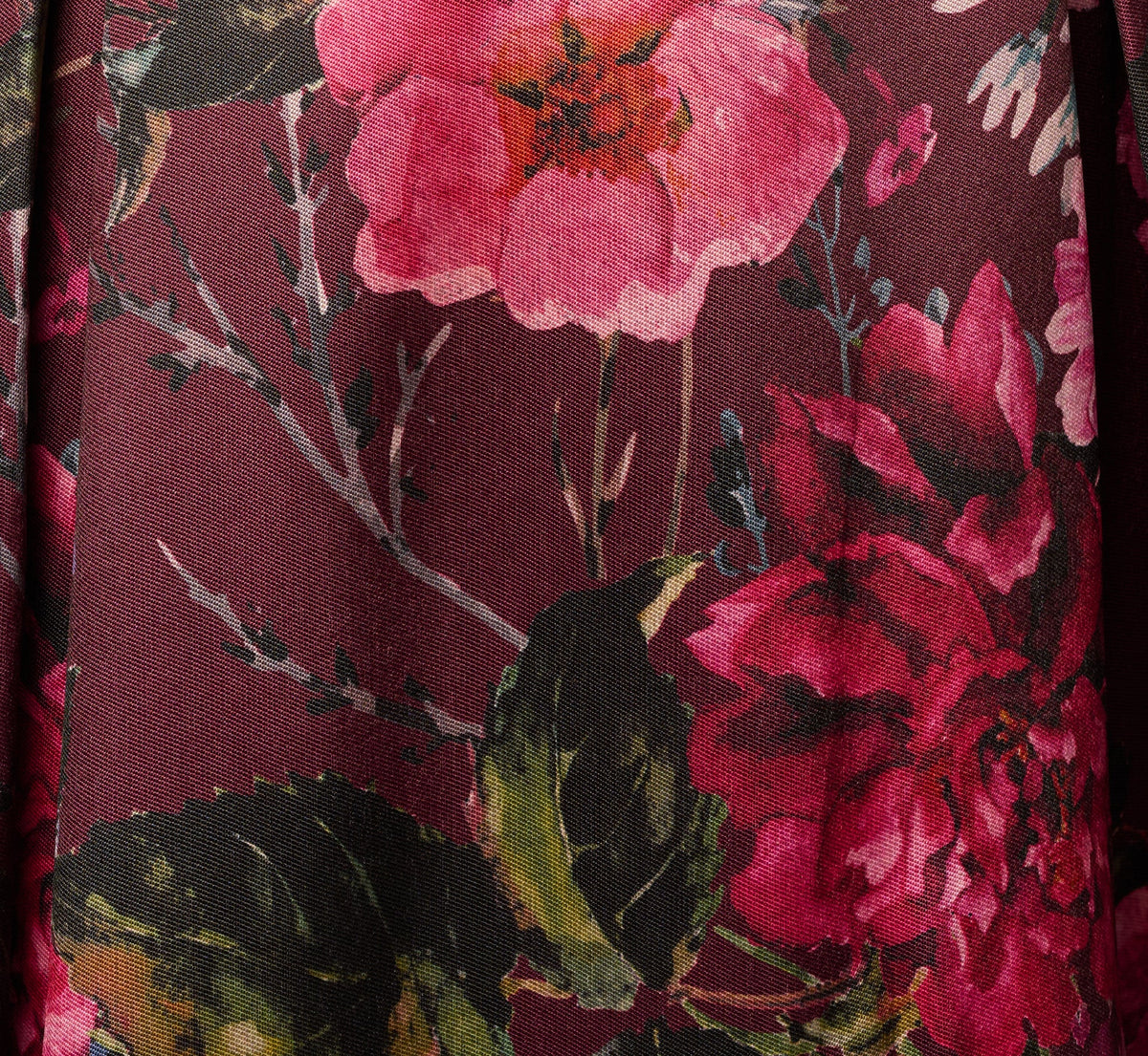 Petite Off Shoulder Garden Floral Mikado Ballgown - Burgundy Multi | Adrianna Papell