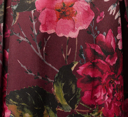 Petite Off Shoulder Garden Floral Mikado Ballgown - Burgundy Multi | Adrianna Papell