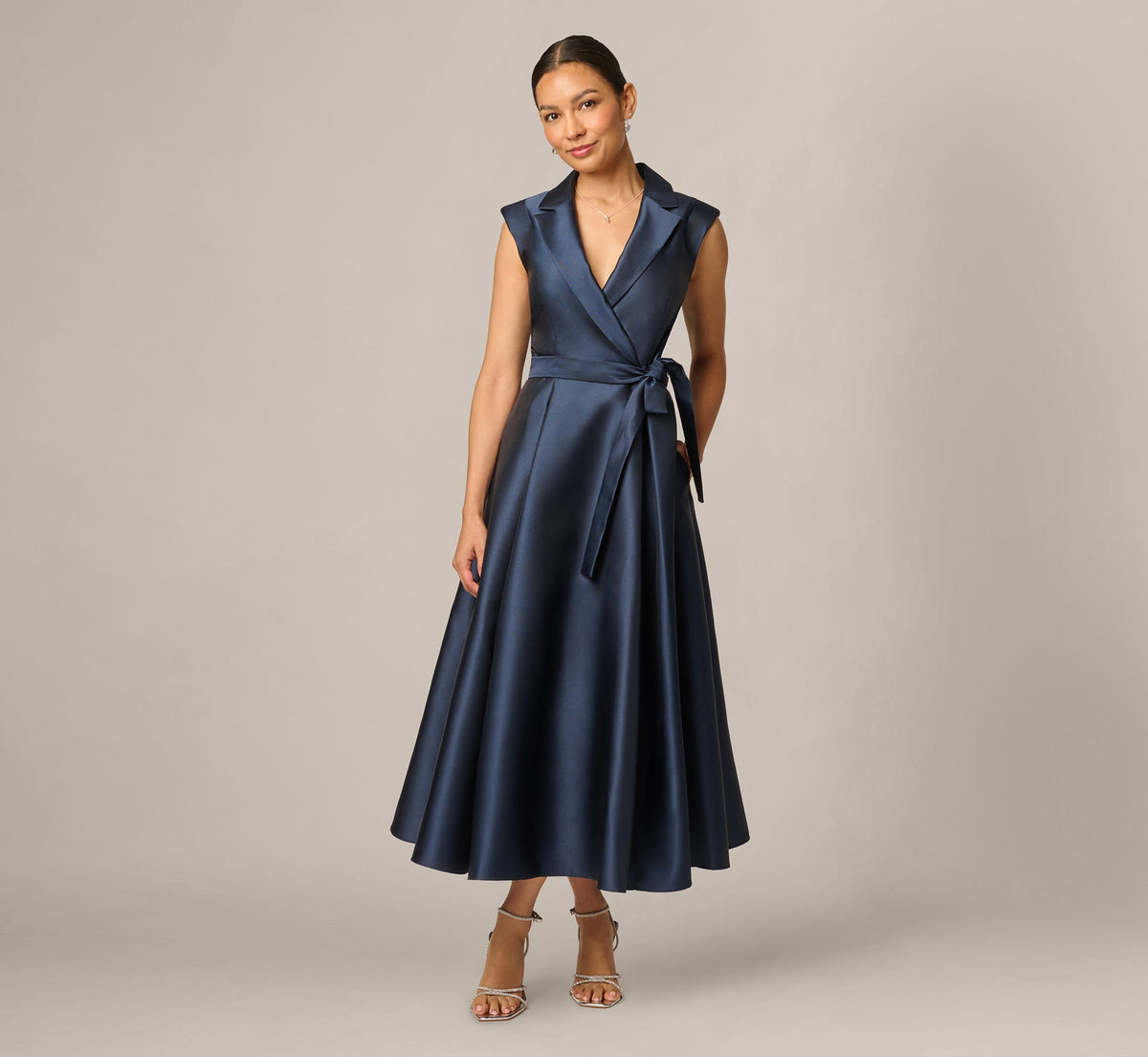 Petite Sleeveless Mikado Suit Dress - Midnight | Adrianna Papell