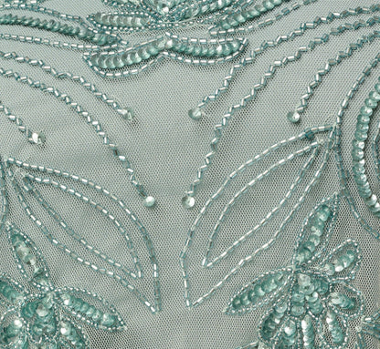 Petite Beaded Halter Blouson Long Dress - Sage | Adrianna Papell