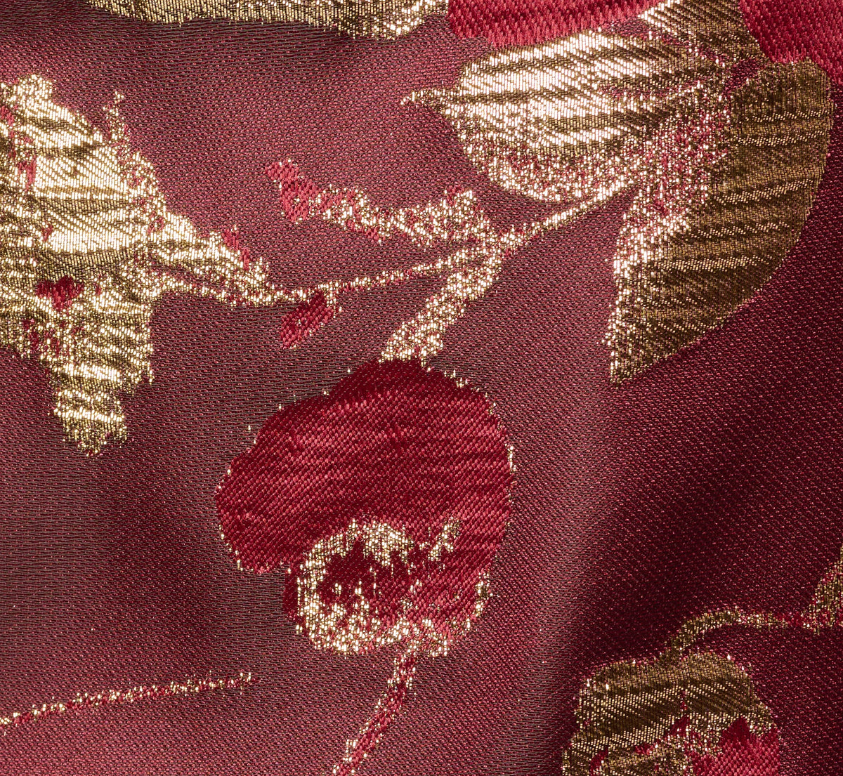 Petite Off Shoulder Metallic Jacquard Midi Dress - Burgundy Gold | Adrianna Papell