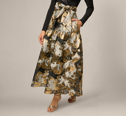 Petite Combo Floral Jacquard Dress - Black Gold | Adrianna Papell