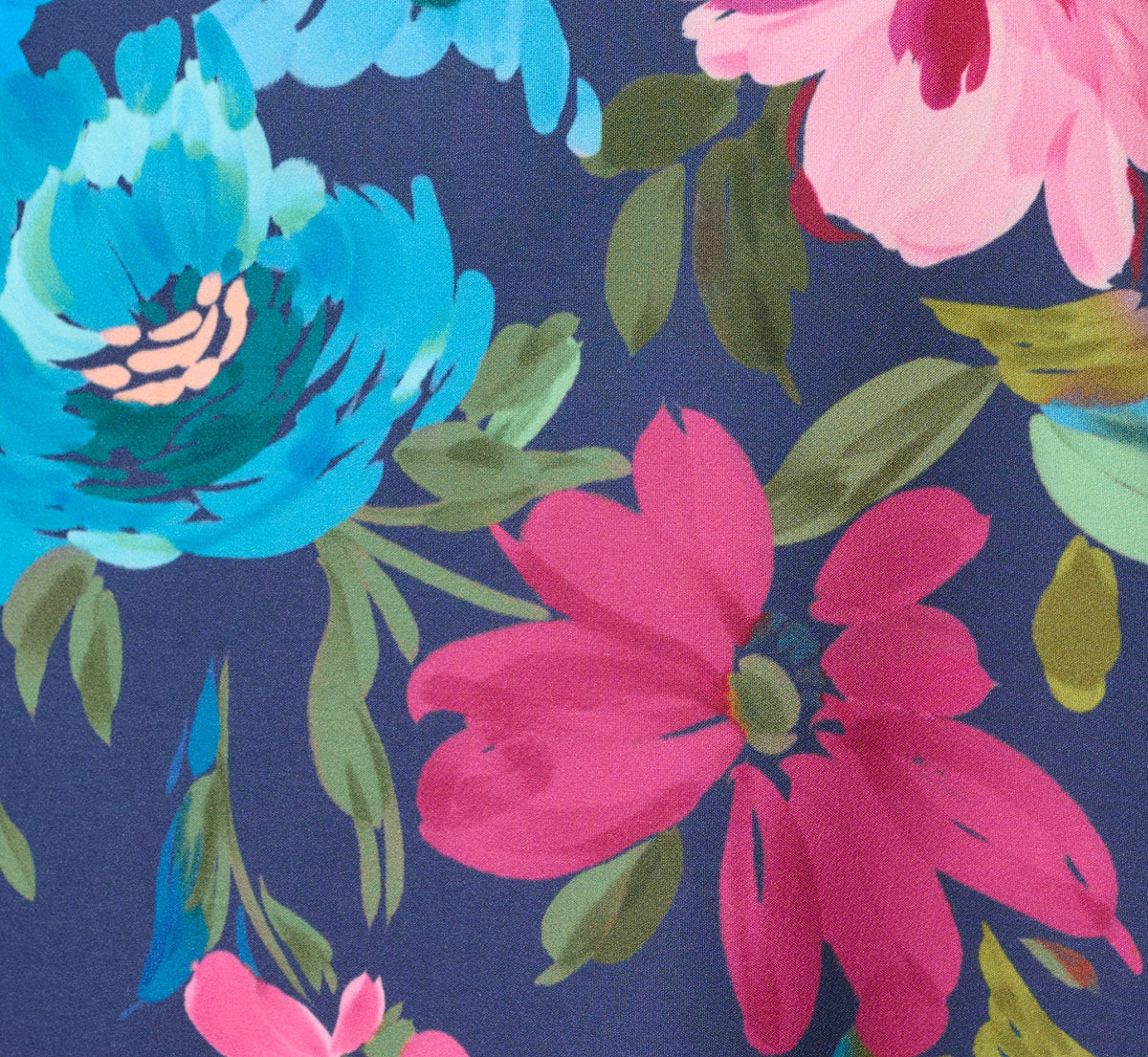 Petite Collared Floral Border Twill Midi Dress - Navy Multi | Adrianna Papell