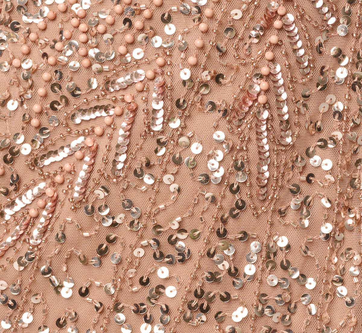 Petite Long Sleeve Beaded Full Length Dress - Rose Gold | Adrianna Papell