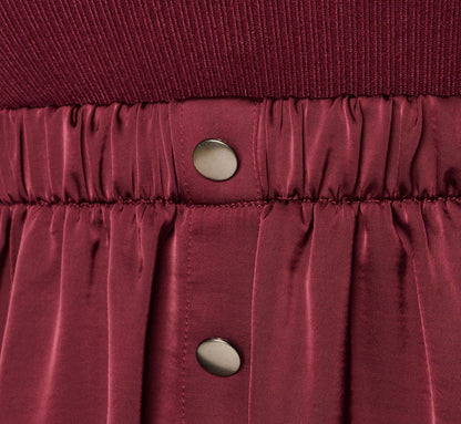 Long Sleeve Satin Combo Amelia Midi Dress - Cherry Lacquer | Adrianna Papell