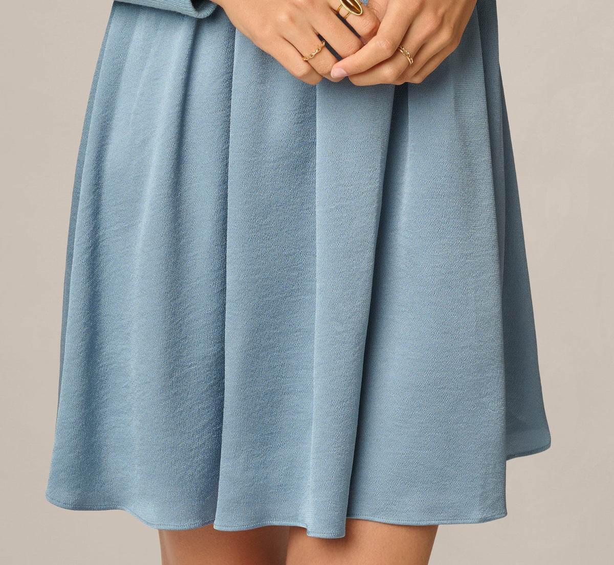 Long Sleeve Amelia Short Dress - Steel Blue | Adrianna Papell