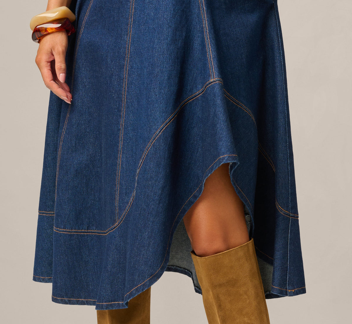 Denim Hitch Hem Everyday Midi Dress - Navy | Adrianna Papell