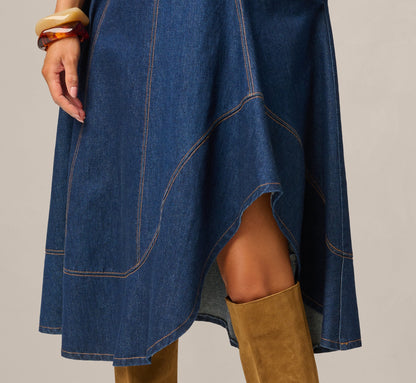 Denim Hitch Hem Everyday Midi Dress - Navy | Adrianna Papell