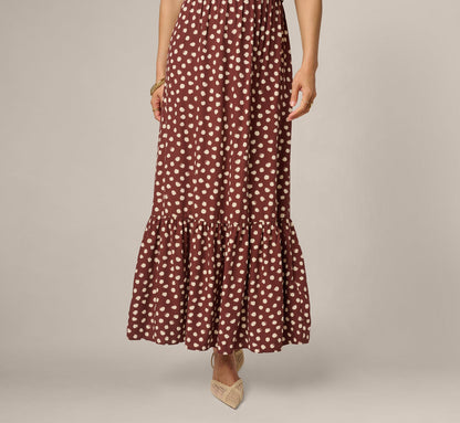 Dot Print Mia Maxi Dress - Brown Ecru | Adrianna Papell