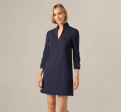 Three Quarter Sleeve Ponte Everyday Shift Dress - Midnight | Adrianna Papell