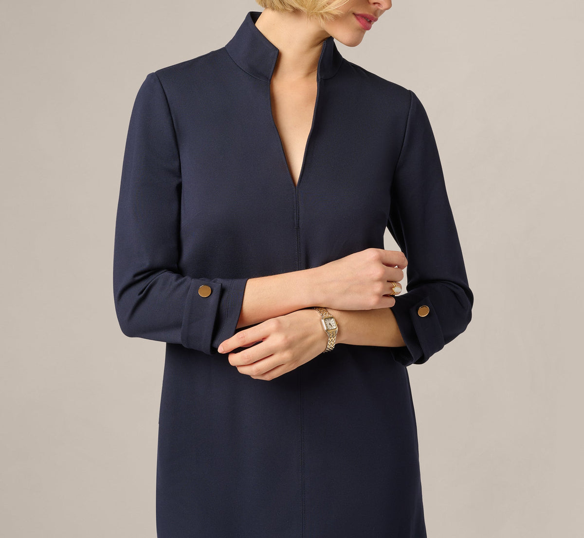 Three Quarter Sleeve Ponte Everyday Shift Dress - Midnight | Adrianna Papell