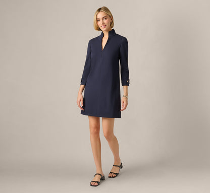 Three Quarter Sleeve Ponte Everyday Shift Dress - Midnight | Adrianna Papell