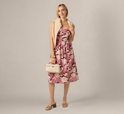 Printed Cotton Blaire Midi Dress - Blush Ecru | Adrianna Papell