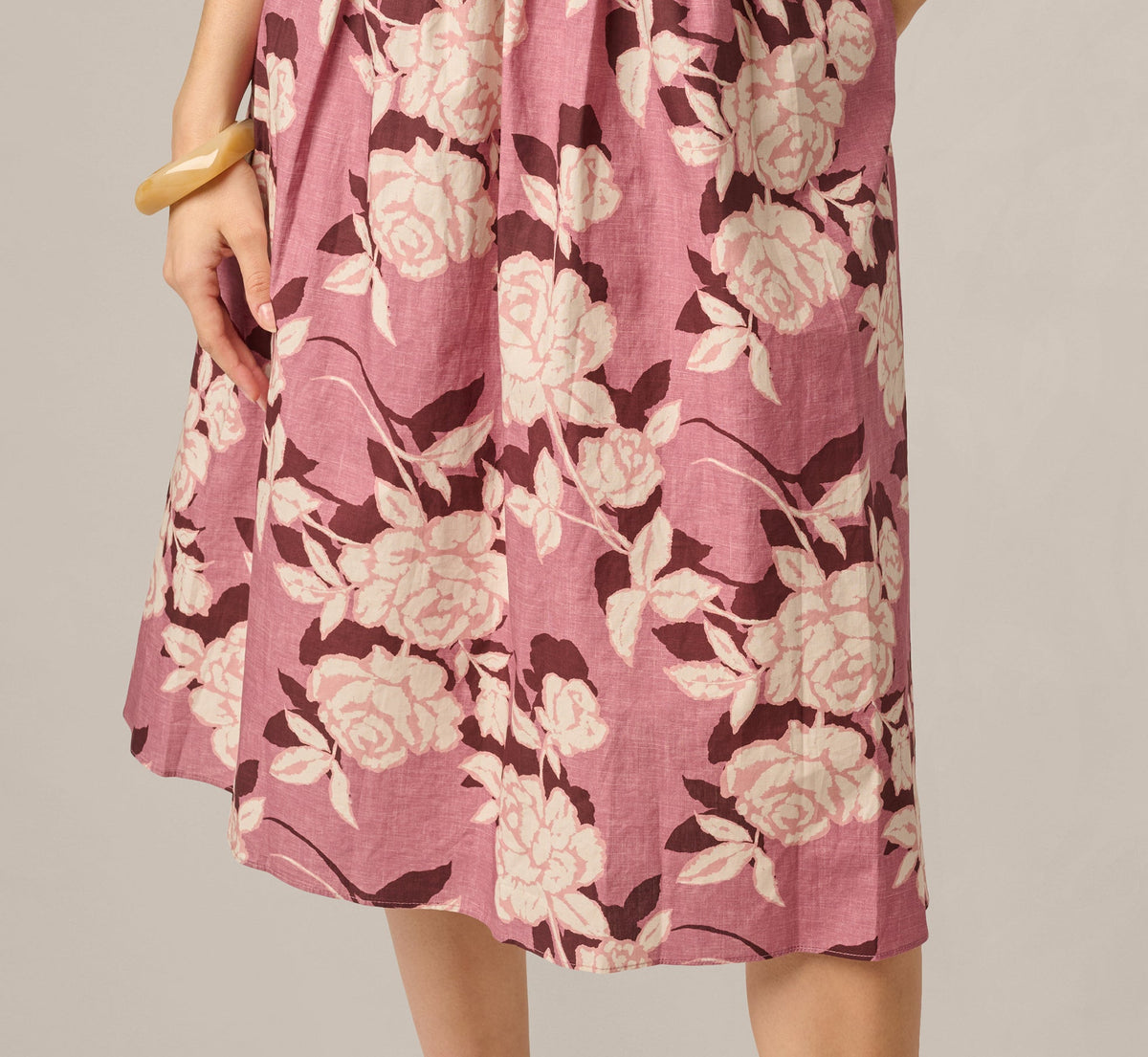 Printed Cotton Blaire Midi Dress - Blush Ecru | Adrianna Papell