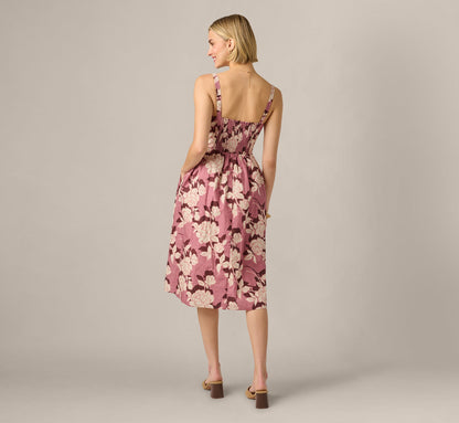 Printed Cotton Blaire Midi Dress - Blush Ecru | Adrianna Papell